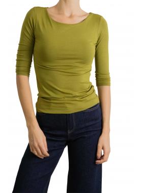 Maglia con scollo a scatoletta con manica lunga 